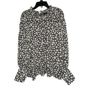 Ann Taylor Girly Romantic High Ruffle Neck Long Sleeve Flowy Blouse Size Medium